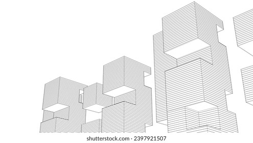 abstract modular architecture 3d illustration