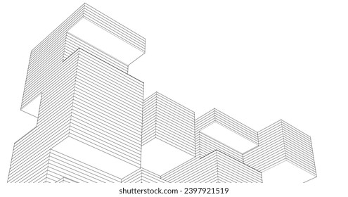 abstract modular architecture 3d illustration