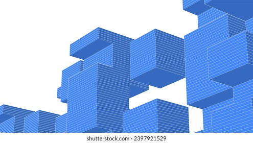 abstract modular architecture 3d illustration