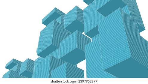 ilustración 3d de arquitectura modular abstracta