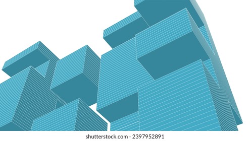 abstract modular architecture 3d illustration