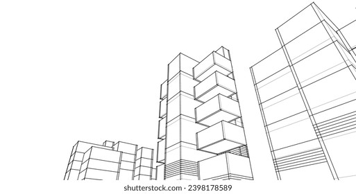 abstract modular architecture 3d illustration