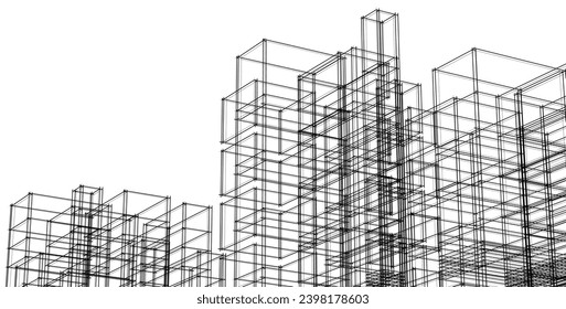 abstract modular architecture 3d illustration