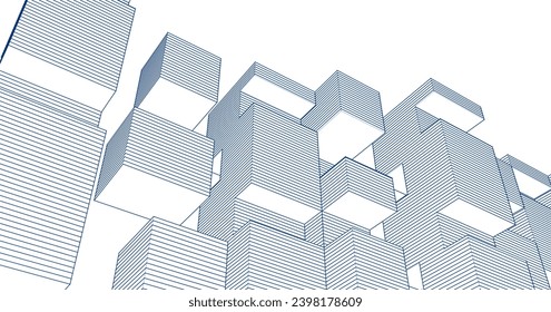 abstract modular architecture 3d illustration