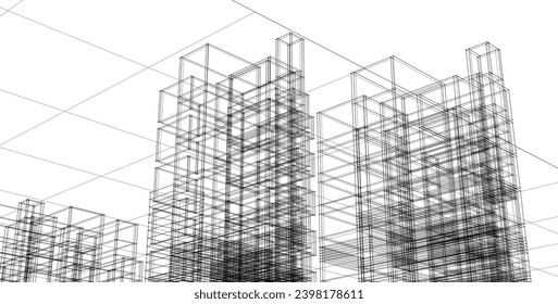 abstract modular architecture 3d illustration