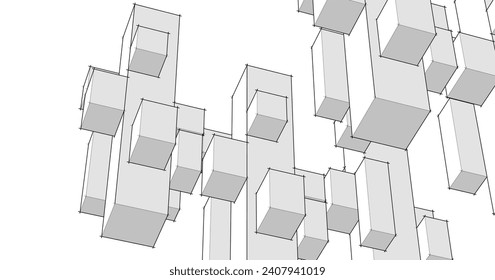 abstract modular architecture 3d illustration