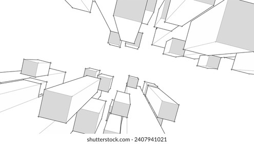 abstract modular architecture 3d illustration