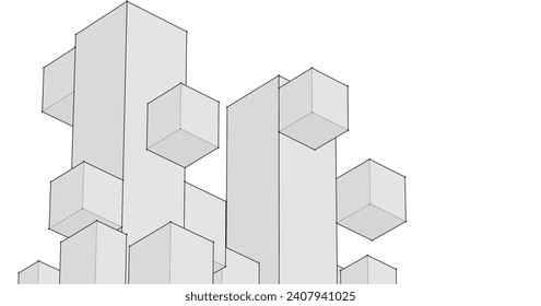 abstrakte modulare Architektur 3D-Illustration