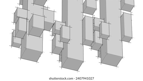 abstract modular architecture 3d illustration