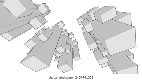 abstract modular architecture 3d illustration