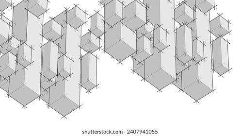 abstract modular architecture 3d illustration
