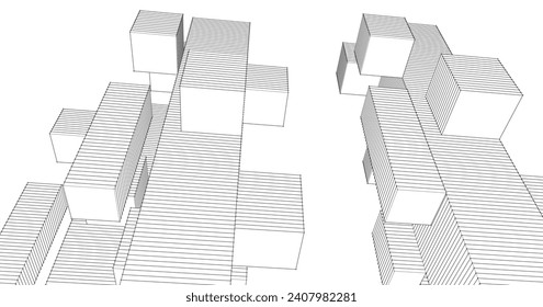  abstract modular architecture 3d illustration