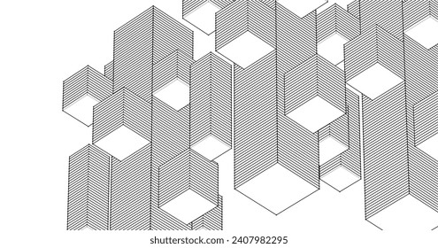  abstract modular architecture 3d illustration
