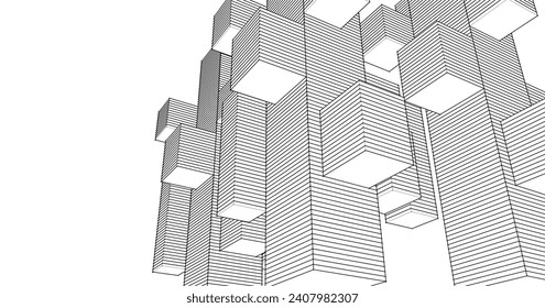  abstract modular architecture 3d illustration