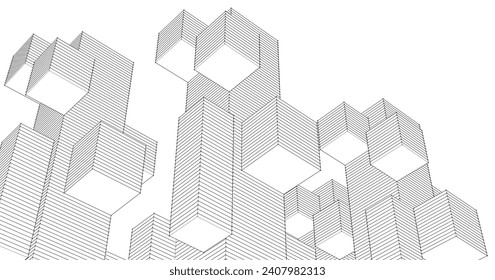  abstract modular architecture 3d illustration