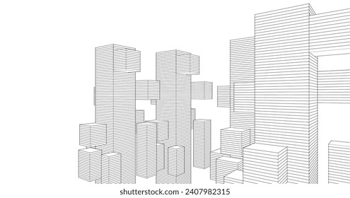  abstract modular architecture 3d illustration