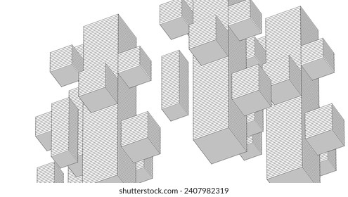  abstract modular architecture 3d illustration