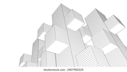  abstract modular architecture 3d illustration