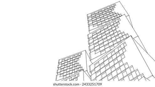 Abstrakte modulare Architektur 3D-Illustration