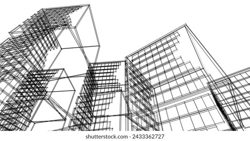 abstract modular architecture 3d illustration