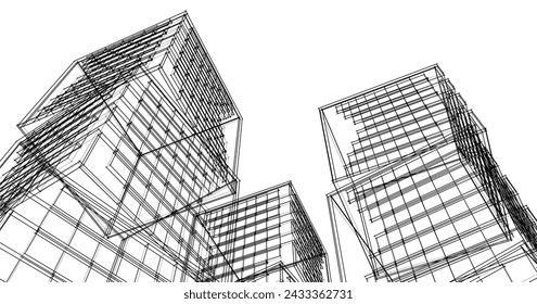 arquitectura modular abstracta ilustración 3d