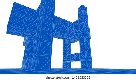 abstract modular architecture 3d illustration