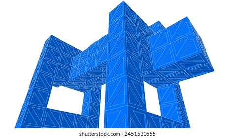 arquitectura modular abstracta ilustración 3d