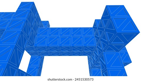 Abstrakte modulare Architektur 3D-Illustration