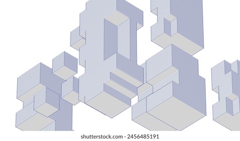 abstract modular architecture 3d illustration