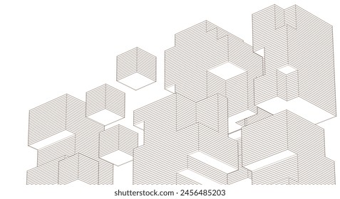 arquitectura modular abstracta ilustración 3d