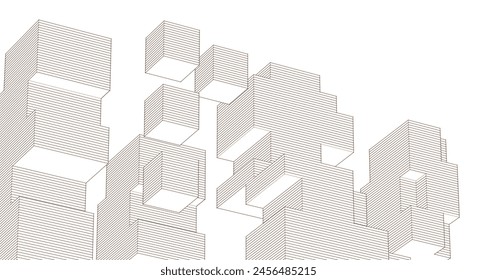 abstract modular architecture 3d illustration