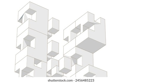 abstract modular architecture 3d illustration