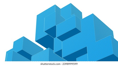 abstract modular architecture 3d rendering