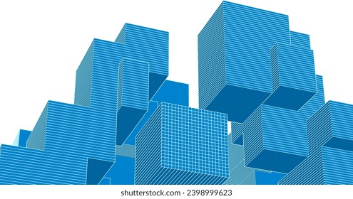 abstract modular architecture 3d rendering