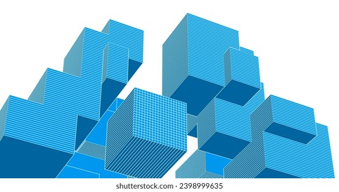 abstract modular architecture 3d rendering