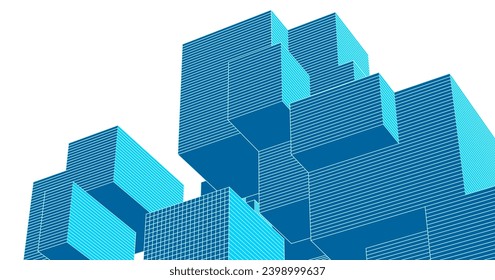abstract modular architecture 3d rendering