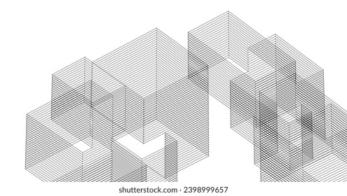 abstract modular architecture 3d rendering