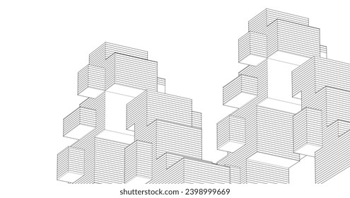 abstract modular architecture 3d rendering