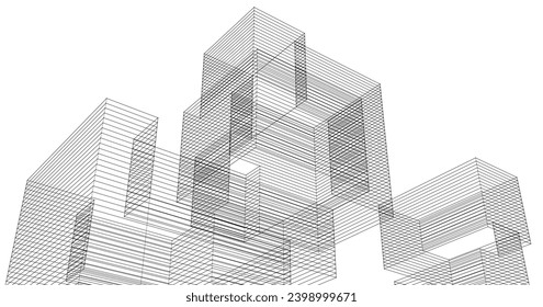 abstract modular architecture 3d rendering