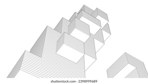 abstract modular architecture 3d rendering