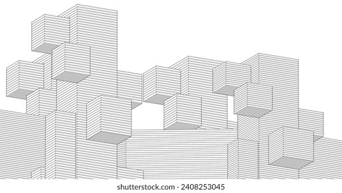  representación 3d de arquitectura modular abstracta