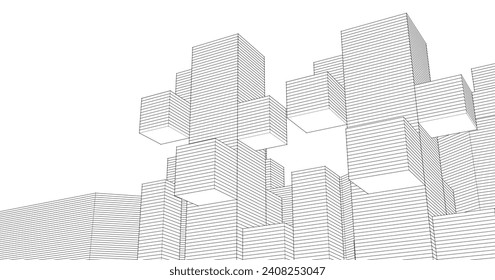  abstract modular architecture 3d rendering