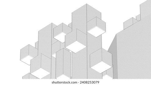  abstract modular architecture 3d rendering
