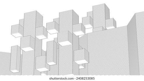  abstract modular architecture 3d rendering