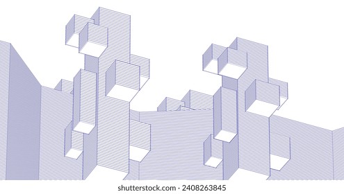 abstract modular architecture 3d rendering