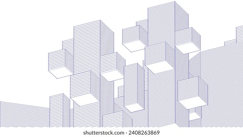 representación 3d de arquitectura modular abstracta
