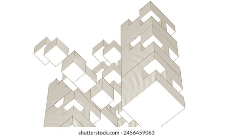  abstract modular architecture 3d rendering