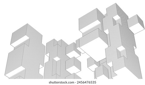  abstract modular architecture 3d rendering