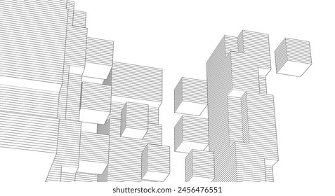  abstract modular architecture 3d rendering