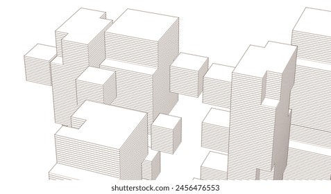  abstract modular architecture 3d rendering